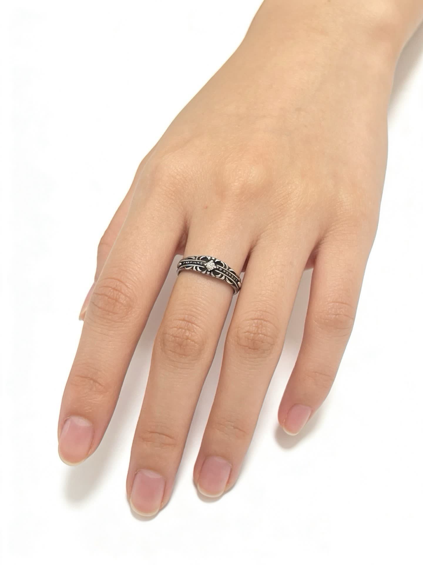 Chrome Hearts Silver Ring with Floral Design